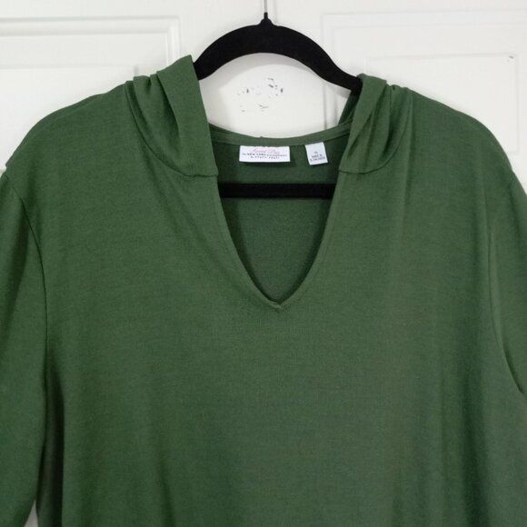 Sweet Pea For New York & Company Womens Green Hooded Top XL Elegant back drape - Picture 4 of 9
